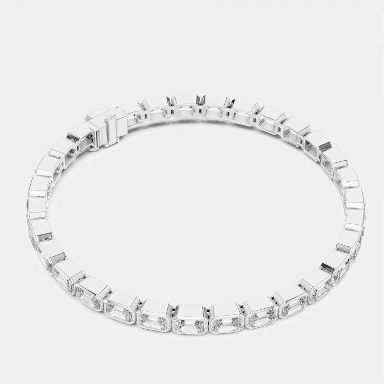 Pre Owned 9.00 ct Emerald Cut 18k White Gold Lab Grown Diamond Tennis Bracelet 16 cm
