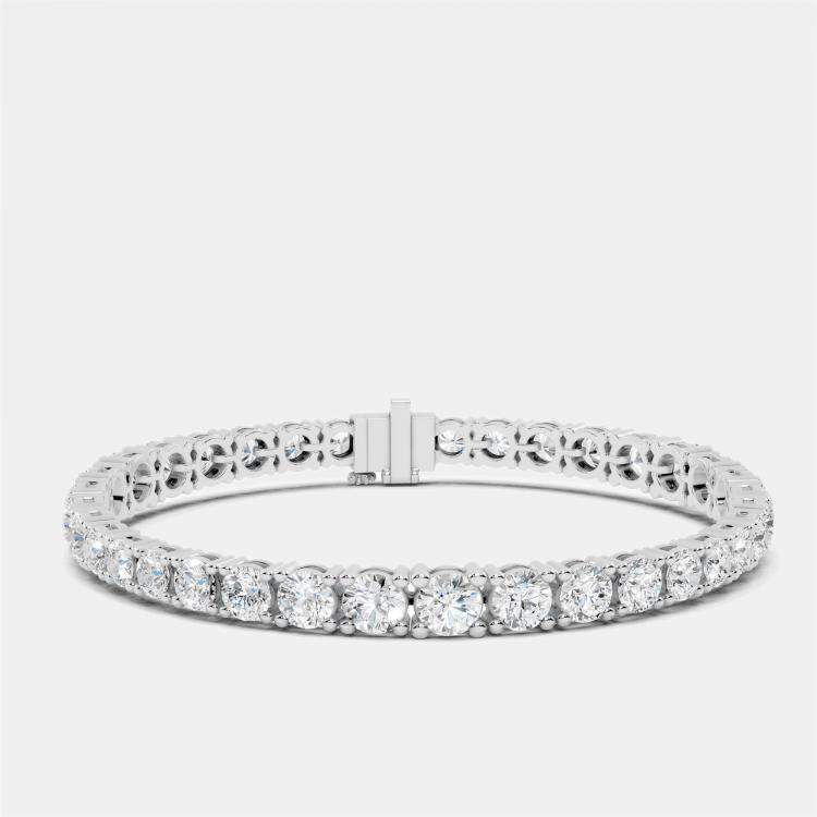 Pre Owned 13.00 ct Graduating Round Cut 18k White Gold Lab Grown Diamond Tennis Bracelet 16 cm