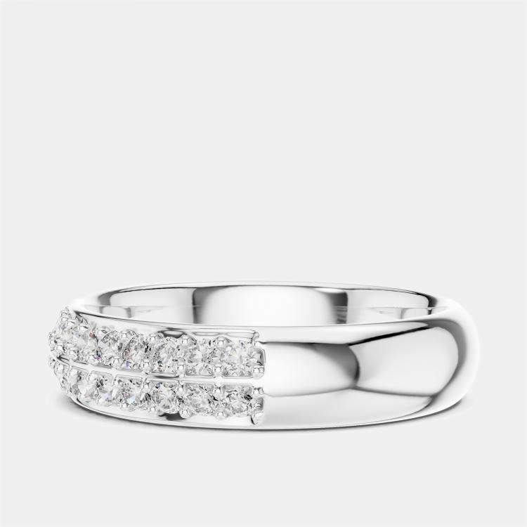 Pre Owned 0.5 ct Double Line Round Cut 18k White Gold Lab Grown Diamond Ring Size 53