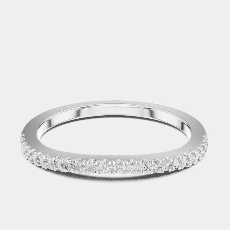 Pre Owned 0.2 ct Side Stack Round Cut 18k White Gold Lab Grown Diamond Ring Size 53