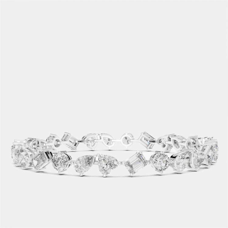Pre Owned 10.00 cts Mixed Fancy Cut 18k White Gold Lab Grown Diamond Bracelet