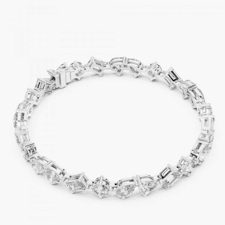 Pre Owned 10.00 cts Mixed Fancy Cut 18k White Gold Lab Grown Diamond Bracelet