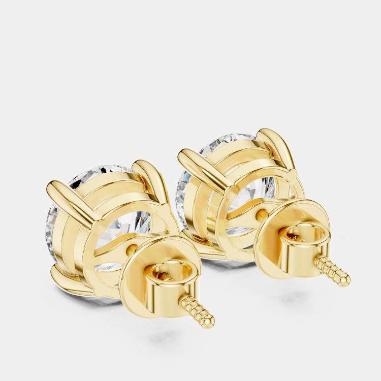 Pre Owned 4.00 cts Round Cut 18k Yellow Gold Lab Grown Diamond Stud Earrings