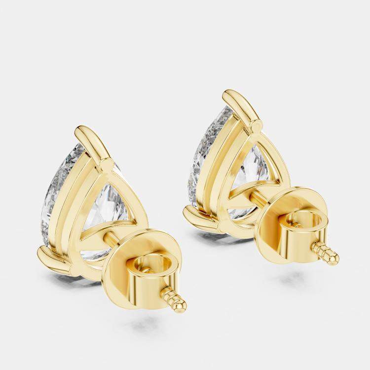 Pre Owned 4.00 cts Pear Cut 18k Yellow Gold Lab Grown Diamond Stud Earrings