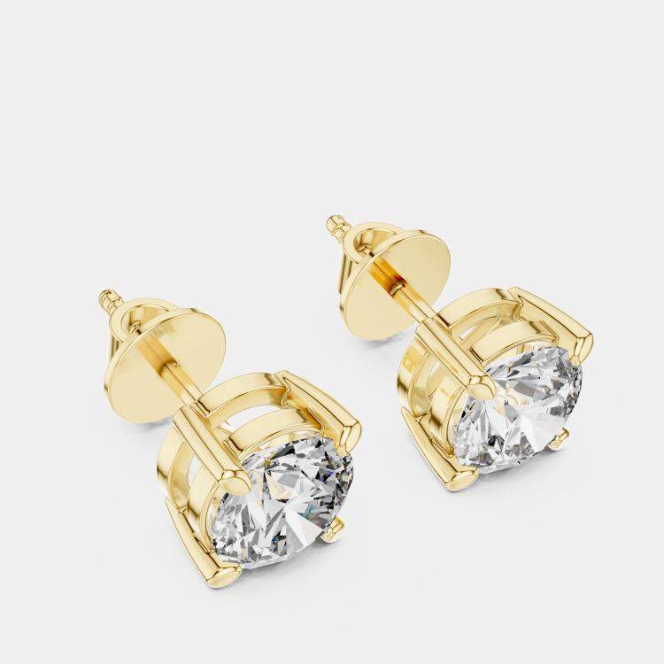 Pre Owned 1.00 cts Round 18k Yellow Gold Solitaire Lab Grown Diamond Single Stud Earrings