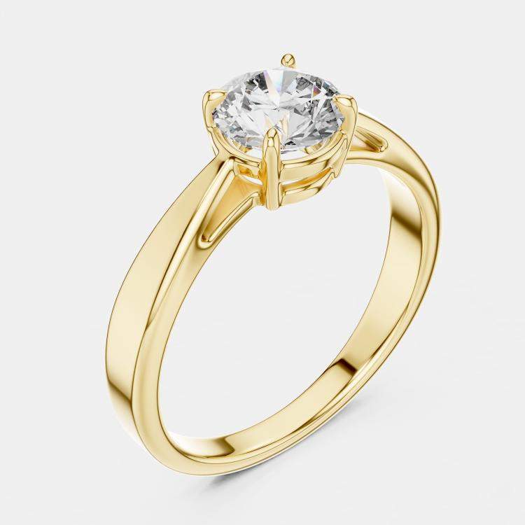 Pre Owned 5.00 cts Round 18k Yellow Gold Solitaire Lab Grown Diamond Band Size 53