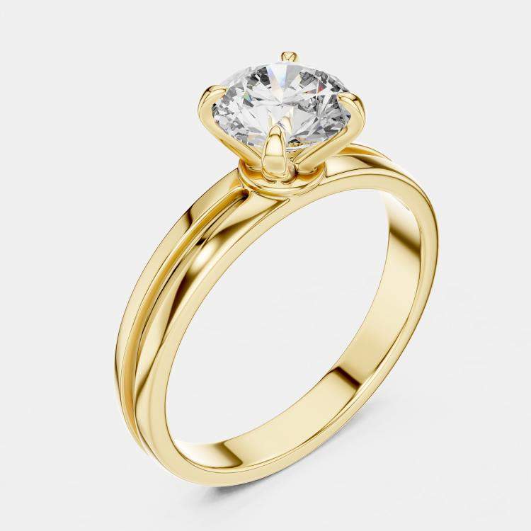 مملوكة مسبقًا 6.00 cts Round 18k Yellow Gold Solitaire Lab Grown Diamond Band Size 53