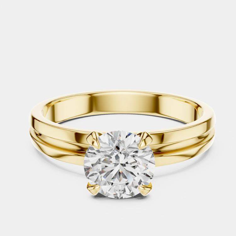 مملوكة مسبقًا 6.00 cts Round 18k Yellow Gold Solitaire Lab Grown Diamond Band Size 53