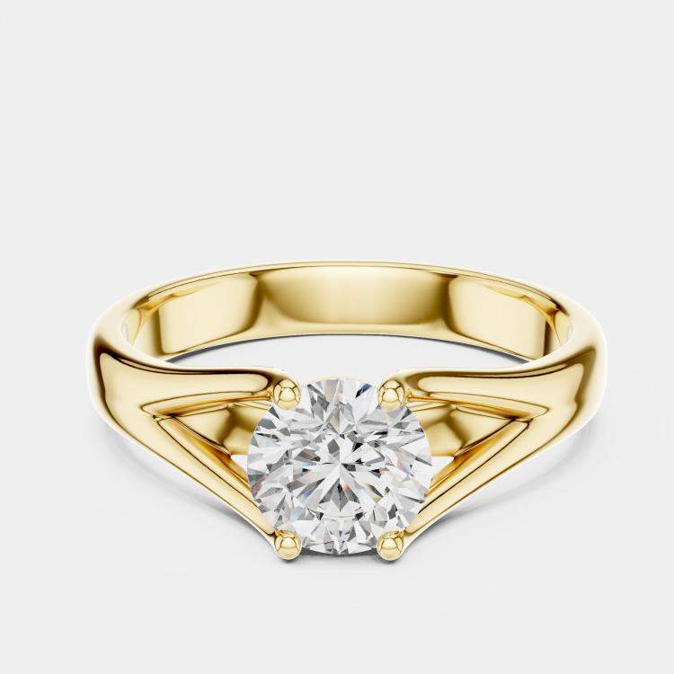 Pre Owned 5.00 cts Round 18k Yellow Gold Solitaire Lab Grown Diamond Band Size 53