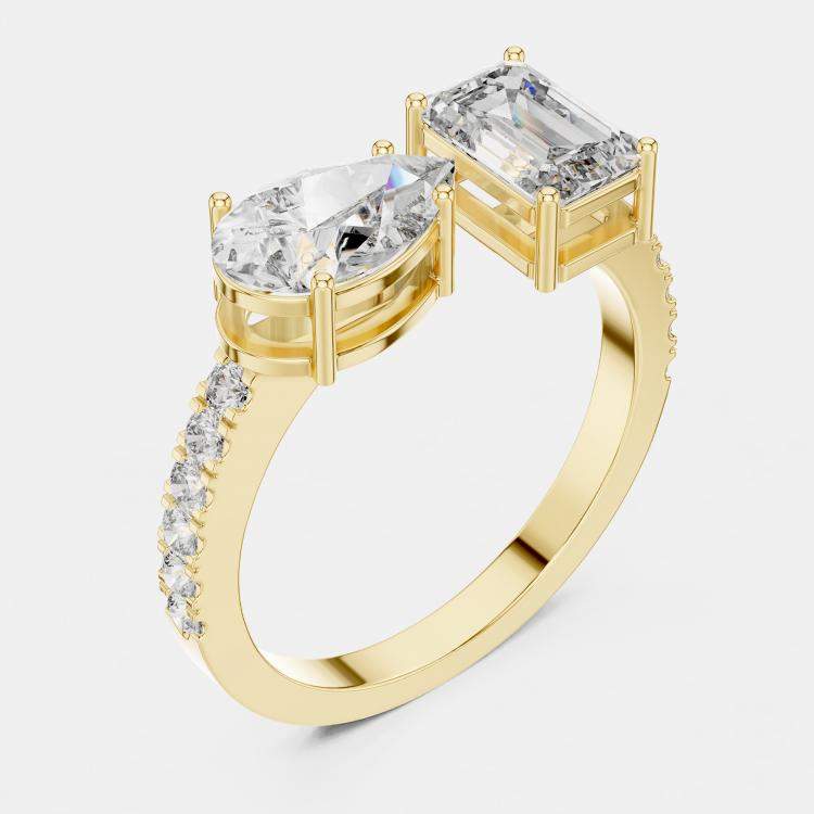 مملوكة مسبقًا 6.2 cts Multi-Shape 18k Yellow Gold Lab Grown Diamond Ring Size 53