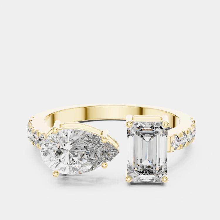 مملوكة مسبقًا 6.2 cts Multi-Shape 18k Yellow Gold Lab Grown Diamond Ring Size 53