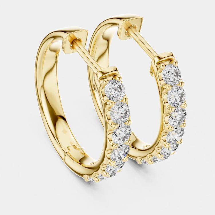 مملوكة مسبقًا 0.70 cts Round Cut 18k Yellow Gold Lab Grown Diamond Hoop Earrings