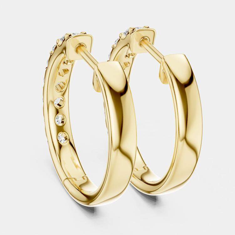 مملوكة مسبقًا 0.70 cts Round Cut 18k Yellow Gold Lab Grown Diamond Hoop Earrings