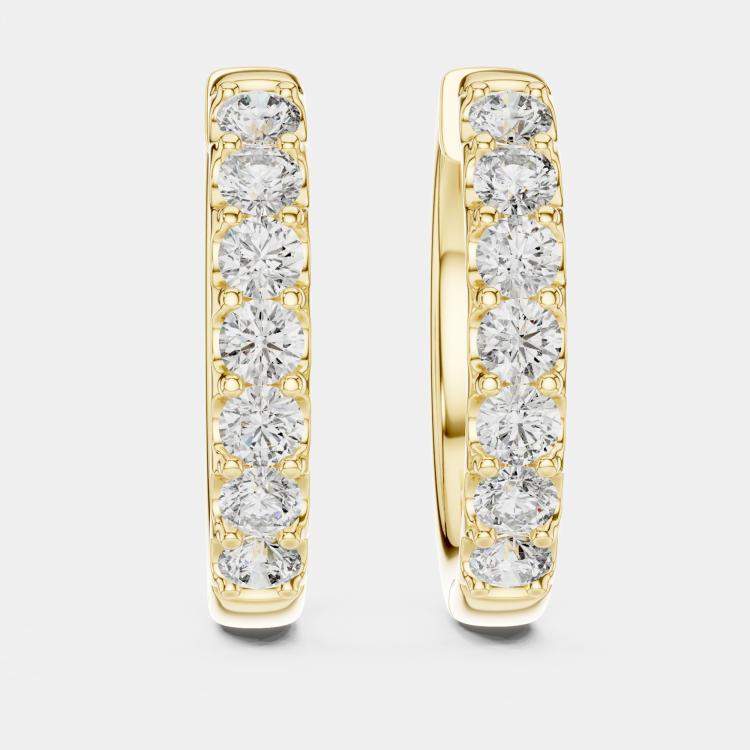 مملوكة مسبقًا 0.70 cts Round Cut 18k Yellow Gold Lab Grown Diamond Hoop Earrings
