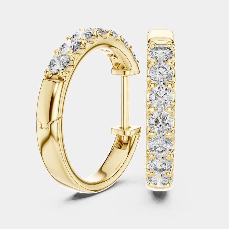 مملوكة مسبقًا 0.70 cts Round Cut 18k Yellow Gold Lab Grown Diamond Hoop Earrings
