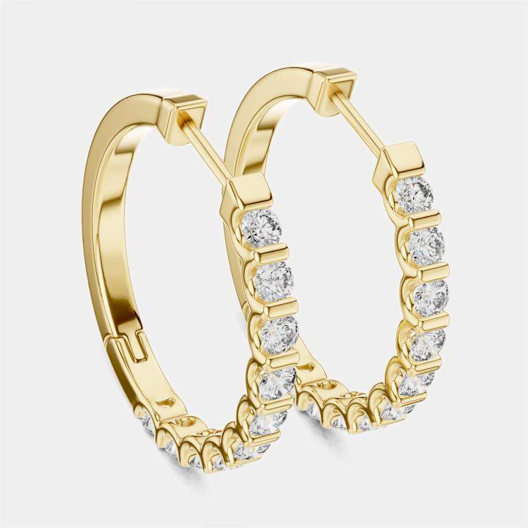 مملوكة مسبقًا 0.60 cts Round Cut 18k Yellow Gold Lab Grown Diamond Hoop Earrings