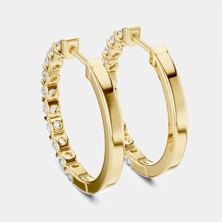 مملوكة مسبقًا 0.60 cts Round Cut 18k Yellow Gold Lab Grown Diamond Hoop Earrings