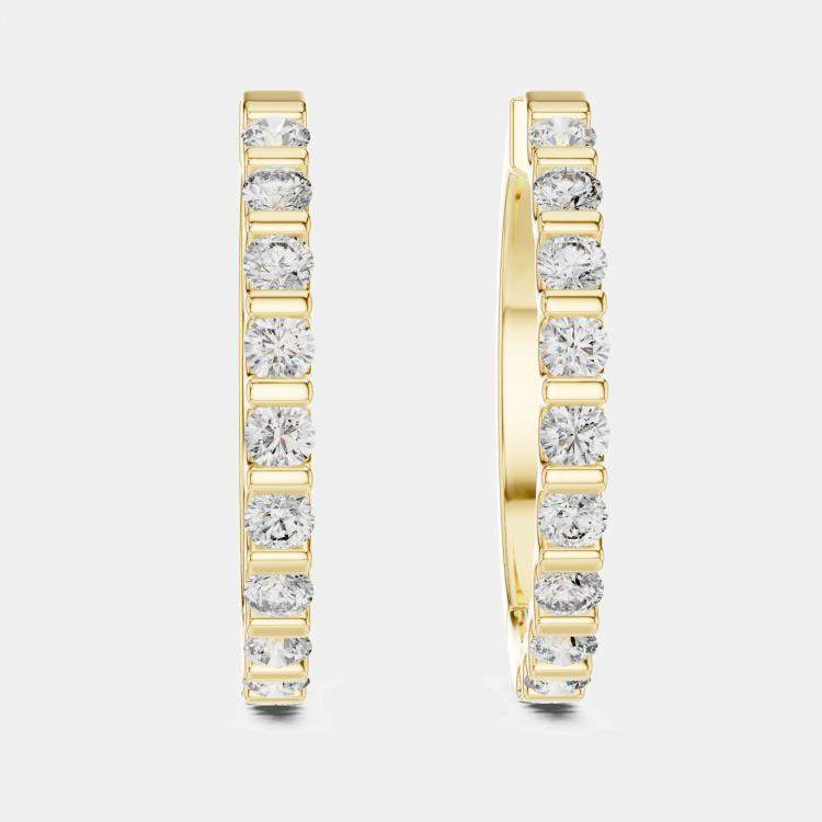 مملوكة مسبقًا 0.60 cts Round Cut 18k Yellow Gold Lab Grown Diamond Hoop Earrings