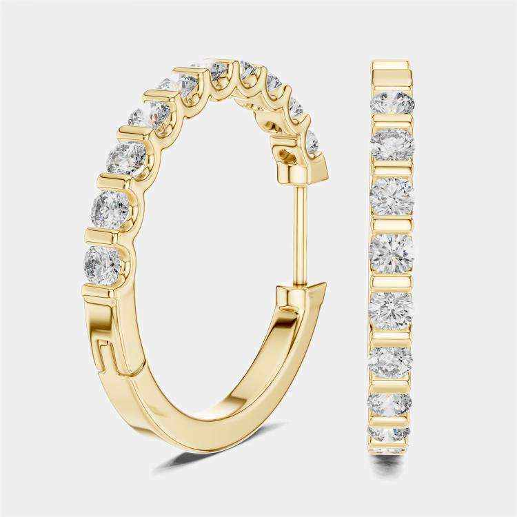 مملوكة مسبقًا 0.60 cts Round Cut 18k Yellow Gold Lab Grown Diamond Hoop Earrings