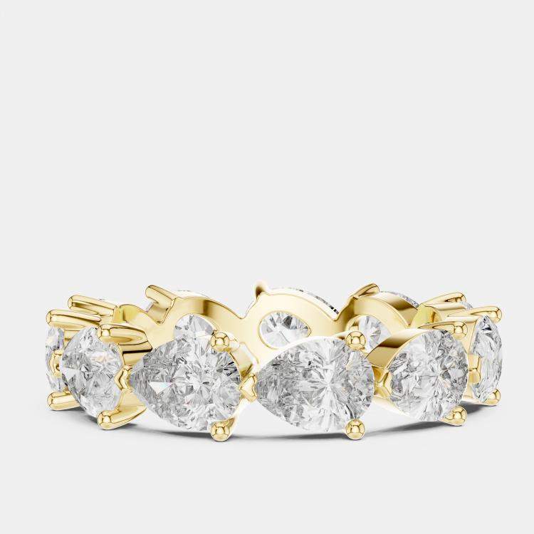 Pre Owned 3.00 cts Pear Cut 18k Yellow Gold Lab Grown Diamond Ring Size 53