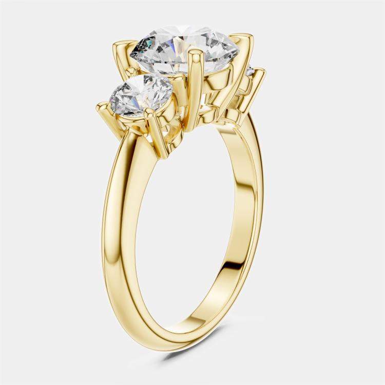 مملوكة مسبقًا 3.00 cts Round 18k Yellow Gold Lab Grown Diamond Ring Size 53