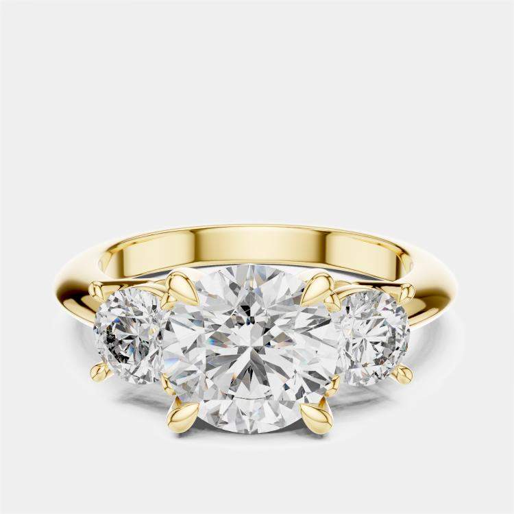 مملوكة مسبقًا 3.00 cts Round 18k Yellow Gold Lab Grown Diamond Ring Size 53