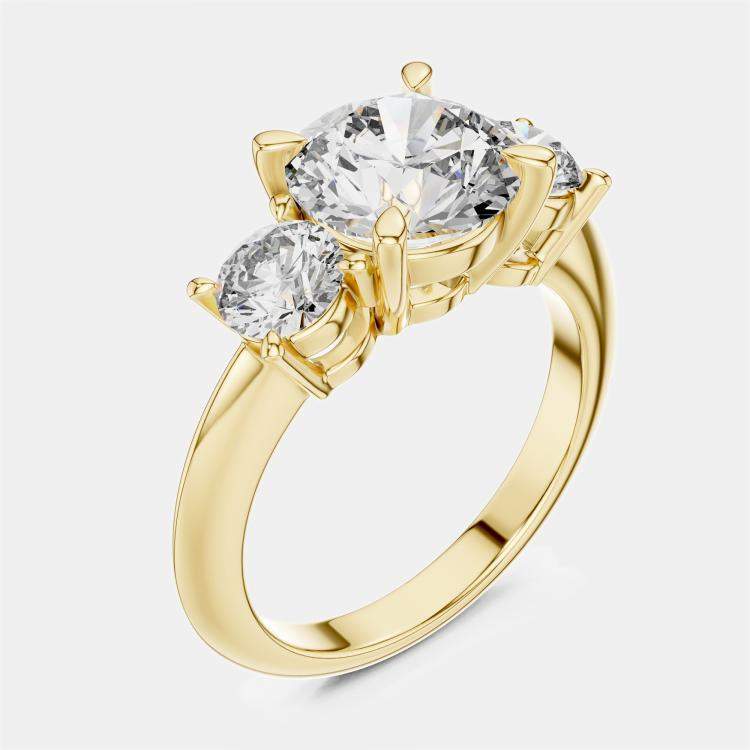 مملوكة مسبقًا 3.00 cts Round 18k Yellow Gold Lab Grown Diamond Ring Size 53