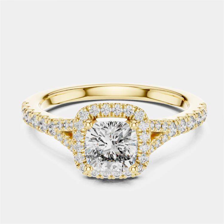 Pre Owned 1.00 cts Round 18k Yellow Gold Lab Grown Diamond Ring Size 53