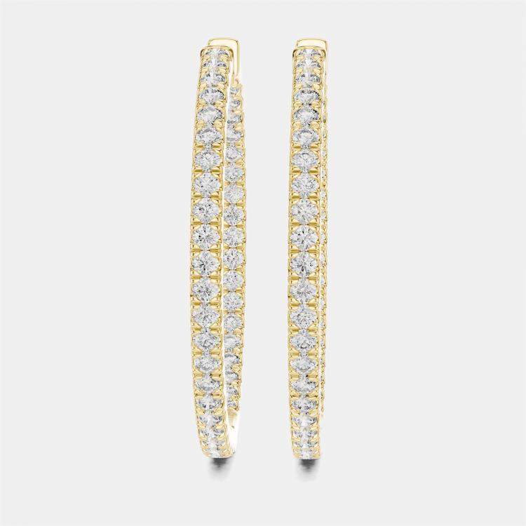 Pre Owned 1.00 cts Round Cut 18k Yellow Gold Lab Grown Diamond Hoop Earrings