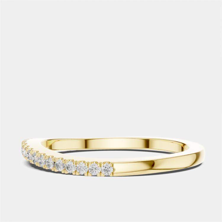 مملوكة مسبقًا 0.2 cts Side Stack Round Cut 18k Yellow Gold Lab Grown Diamond Ring Size 53
