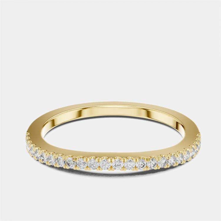 مملوكة مسبقًا 0.2 cts Side Stack Round Cut 18k Yellow Gold Lab Grown Diamond Ring Size 53
