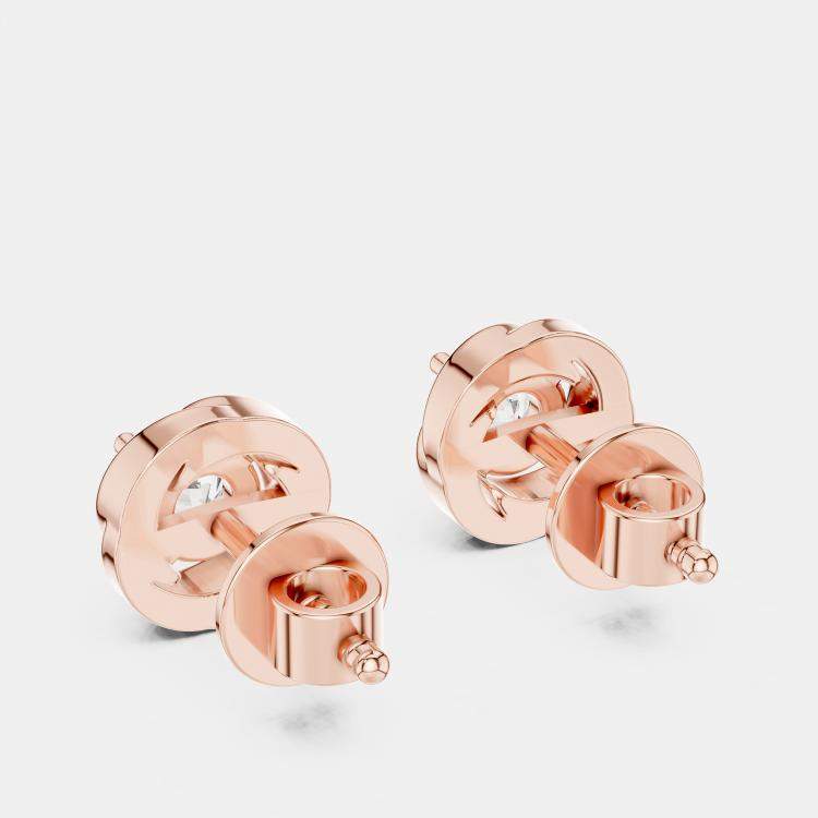 Pre Owned 1.00 cts Round 18k Rose Gold Fancy Lab Grown Diamond Solitaire Single Stud Earrings