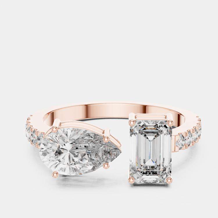 Pre Owned 6.2 cts Multi-Shape 18k Rose Gold Lab Grown Diamond Ring Size 53