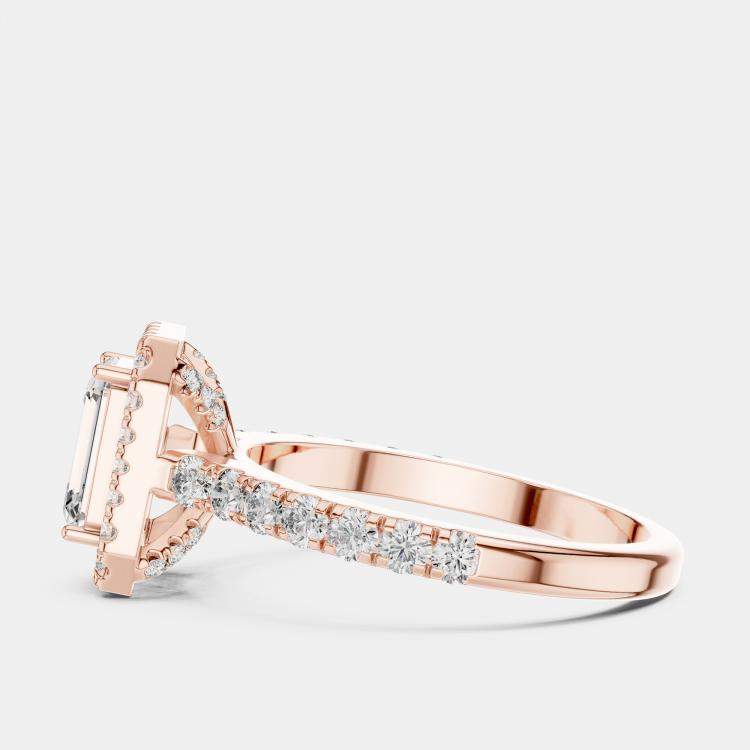 مملوكة مسبقًا 1.65 cts Center Emerald Cut 18k Rose Gold Solitaire Lab Grown Diamond Ring Size 53