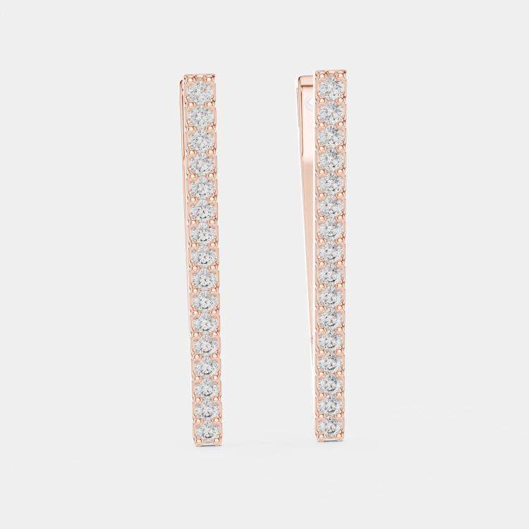Pre Owned 1.00 cts Round Cut 18k Rose Gold Lab Grown Diamond Earrings