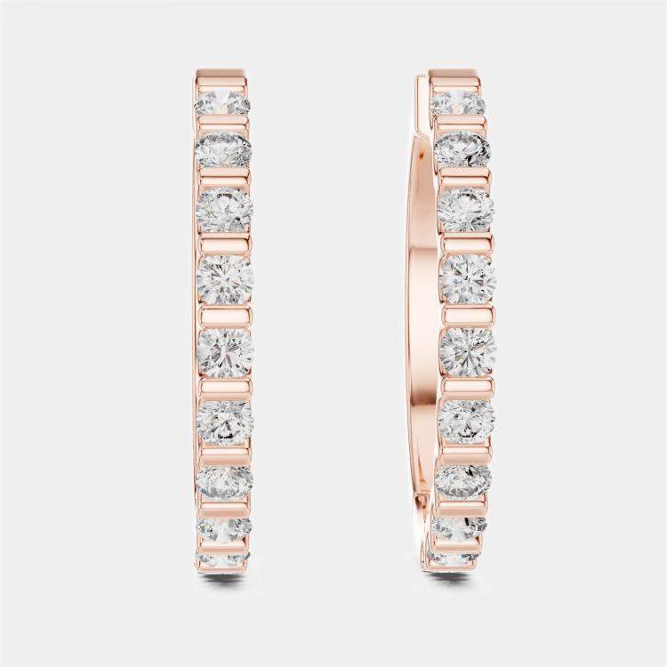 Pre Owned 0.60 cts Round Cut 18k Rose Gold Lab Grown Diamond Hoop Earrings