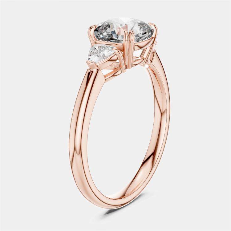 Pre Owned 2.00 cts Cushion & Triangle Cut 18k Rose Gold Lab Grown Diamond Ring Size 53
