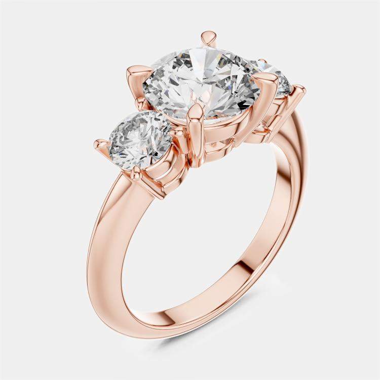 مملوكة مسبقًا 3.00 cts Round 18k Rose Gold Lab Grown Diamond Ring Size 53