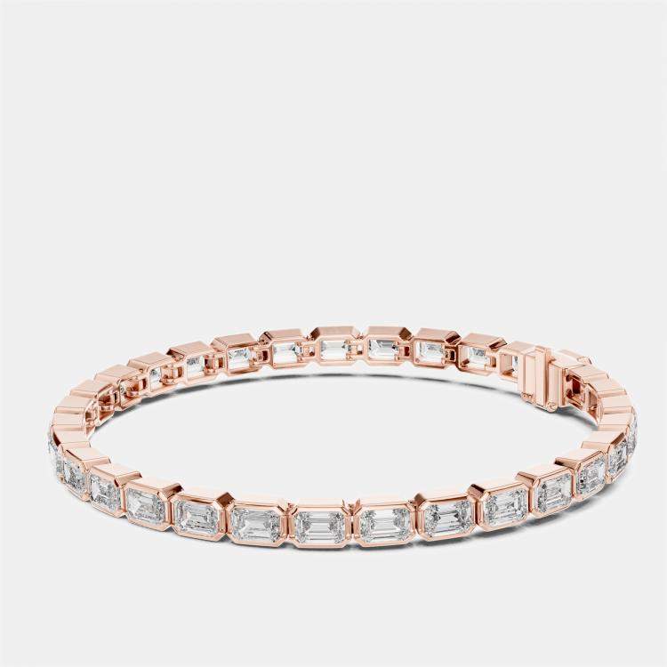 Pre Owned 9.00 cts Emerald Cut 18k Rose Gold Lab Grown Diamond Tennis Bracelet 16 cm