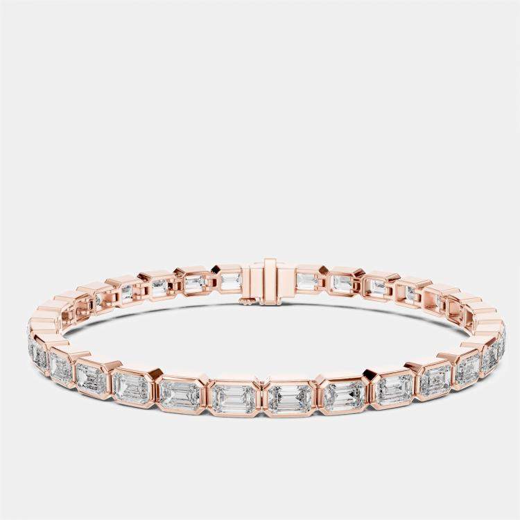 Pre Owned 9.00 cts Emerald Cut 18k Rose Gold Lab Grown Diamond Tennis Bracelet 16 cm