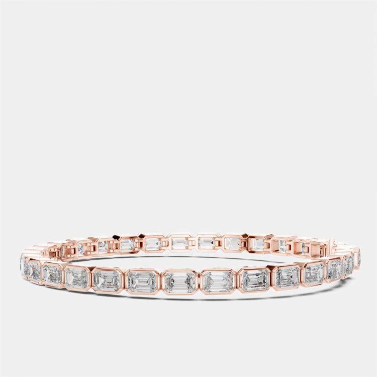 Pre Owned 9.00 cts Emerald Cut 18k Rose Gold Lab Grown Diamond Tennis Bracelet 16 cm