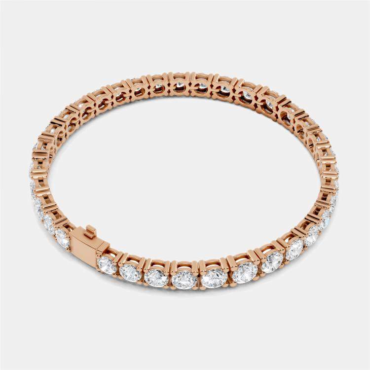Pre Owned 13.00 cts Graduating Round Cut 18k Rose Gold Lab Grown Diamond Tennis Bracelet 16 cm