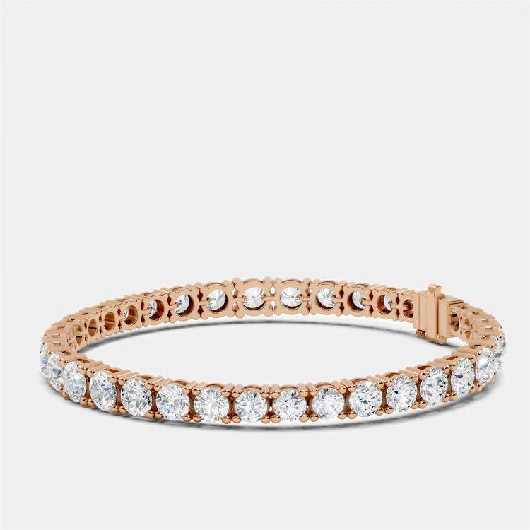 Pre Owned 13.00 cts Graduating Round Cut 18k Rose Gold Lab Grown Diamond Tennis Bracelet 16 cm