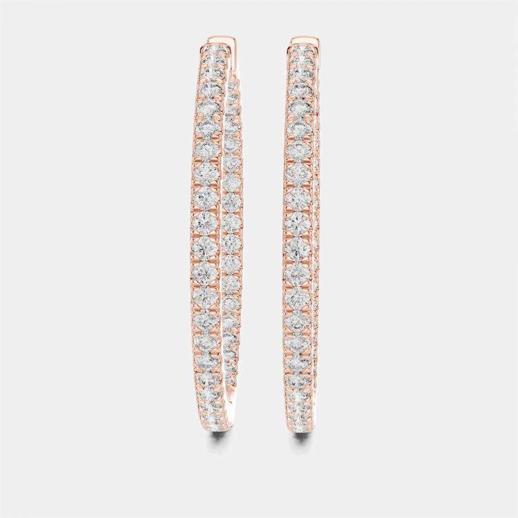 Pre Owned 1.00 cts Round Cut 18k Rose Gold Lab Grown Diamond Hoop Earrings