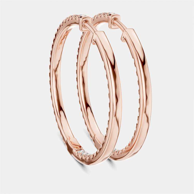 Pre Owned 1.00 cts Round Cut 18k Rose Gold Lab Grown Diamond Hoop Earrings