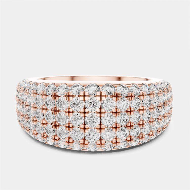 Pre Owned 2 ct Fancy Round Cut 18k Rose Gold Lab Grown Diamond Ring Size 53