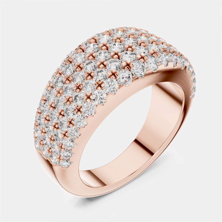 Pre Owned 2 ct Fancy Round Cut 18k Rose Gold Lab Grown Diamond Ring Size 53