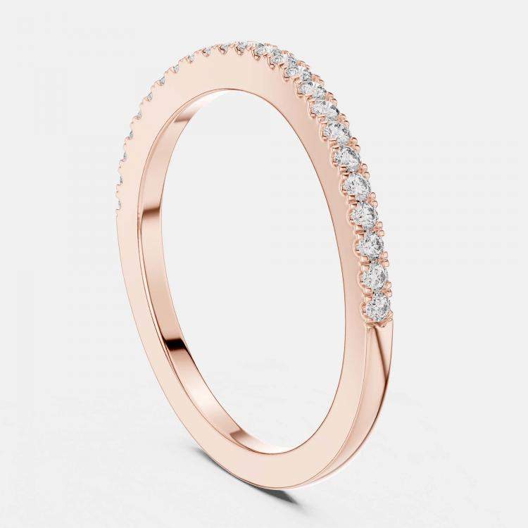 Pre Owned 0.2 cts Side Stack Round Cut 18k Rose Gold Lab Grown Diamond Ring Size 53