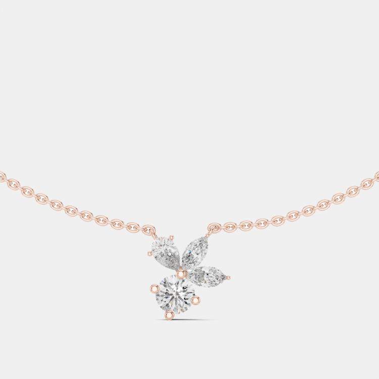 Pre Owned 2.00 cts Fancy Pear Cut 18k Rose Gold Lab Grown Diamond Pendant Necklace