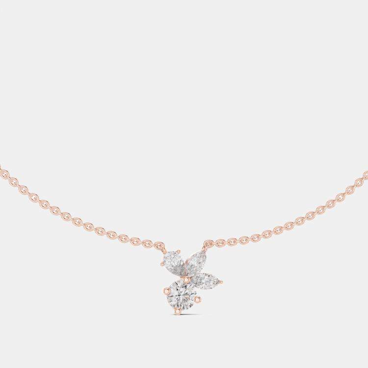 Pre Owned 2.00 cts Fancy Pear Cut 18k Rose Gold Lab Grown Diamond Pendant Necklace